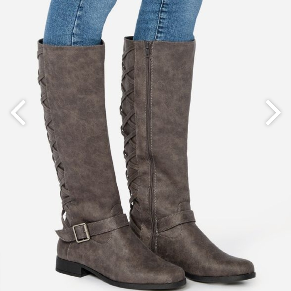 New JustFab Tall Flat Boot Marine Grey